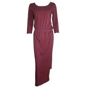 Garnet Hill Dress Womens Size S Small Solid All Purple Pullover 3/4 Sleeve Long